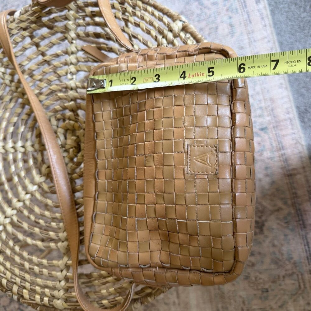 Able Valerie Leather Crossbody Bag In Pebble -Tan Cream Woven Midi Sac - Picture 9 of 16